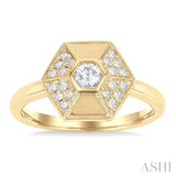 1/4 ctw Hexagon Shape Round Cut Diamond Fashion Ring in 14K Yellow Gold