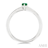 5x3 MM Pear shape Emerald Precious Solitaire Ring in 14K White Gold