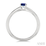 6x4 MM Oval Shape Sapphire Precious Solitaire Ring in 14K White Gold