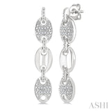 1/10 Ctw Mariner Link Single Cut Diamond Fashion Earrings in Sterling Silver