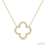 1/10 Ctw Round Cut Diamond Clover Pendant  in Gold Plated Sterling Silver with Chain