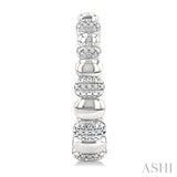 1/10 Ctw Bold Ribbed Single Cut Diamond Hoop Fashion Earrings in Sterling Silver