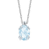 10KT .02CT (1)DIA/7X5 OV CREATED AQUA SPINEL PEND
