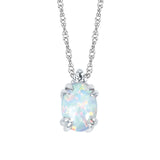 10KT .02CT (1)DIA/7X5 OV CREATED OPAL PEND