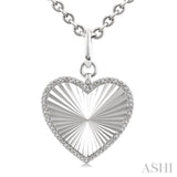 1/10 Ctw Heart Fluted Medallion Single Cut Diamond Pendant With Chain in Sterling Silver