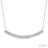 1/20 Ctw Curved Bar Round Cut Diamond Pendant With Chain in Sterling Silver