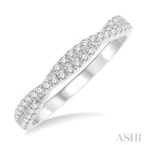 1/4 Ctw Twisted Round Cut Diamond Wedding Band in 14K White Gold