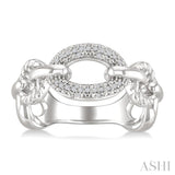 1/10 Ctw Single Cut Diamond Bold Oval Shape Rope Link Ring in Sterling Silver