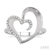 1/10 ctw Round Cut Diamond Heart Shape Ring in Sterling Silver