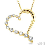1/4 ctw Round Cut Diamond Heart Half Journey Pendant in 14K Yellow Gold with Chain