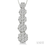 1 Ctw Journey Diamond Pendant in 14K White Gold with Chain