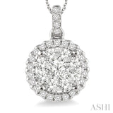 1.00 Ctw Lovebright Round Cut Diamond Pendant in 14K White Gold with Chain