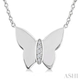 1/20 Ctw Butterfly Single Cut Diamond Fashion Pendant With Chain in Sterling Silver