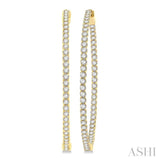 3 Ctw Inside-Out Round Cut Diamond 1 3/4 Inch Hoop Earrings in 14K Yellow Gold