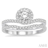 3/4 Ctw Diamond Wedding Set with 1/2 Ctw Round Cut Engagement Ring and 1/6 Ctw Wedding Band in 14K White Gold
