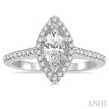 1/4 Ctw Marquise Shape Round Cut Diamond Semi Mount Engagement Ring in 14K White Gold