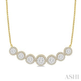 1 1/5 Ctw Circular Mount Lovebright Round Cut Diamond Necklace in 14K Yellow & White Gold