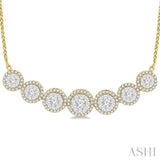 1 1/5 Ctw Circular Mount Lovebright Round Cut Diamond Necklace in 14K Yellow & White Gold