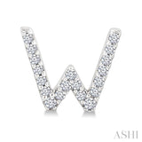 1/8 Ctw Initial 'W' Round Cut Diamond Earrings in 10K White Gold