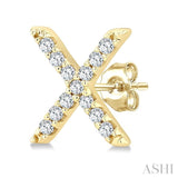 1/10 Ctw Initial 'X' Round Cut Diamond Earrings in 10K Yellow Gold