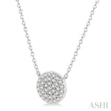 1/6 Ctw Disc Round Cut Diamond Petite Pendant With Chain in 10K White Gold