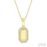1/10 Ctw Round Cut Diamond Tag Pendant With Chain in 10K Yellow Gold