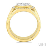 1 3/8 Ctw Octagonal Shape Lovebright Round Cut Diamond Men's Ring in 14K Yellow and White Gold