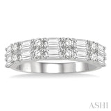 1 1/5 Ctw Double Baguette and Round Cut Diamond Fashion Band in 14K White Gold