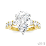 1 1/3 Ctw Pear Shape Round Cut Diamond Semi-Mount Engagement Ring in 14K Yellow and White Gold