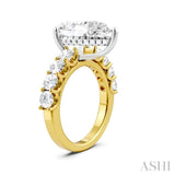 1 1/3 Ctw Pear Shape Round Cut Diamond Semi-Mount Engagement Ring in 14K Yellow and White Gold