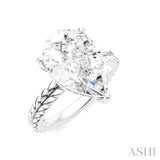 1/8 Ctw Pear Shape Round Cut Diamond Semi-Mount Engagement Ring in 14K White Gold