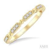 1/10 Ctw Bar Link Round Cut Diamond Stackable Fashion Band in 10K Yellow Gold