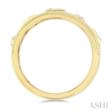 1/6 Ctw Mixed Shape Bezel Set Baguette and Round Cut Diamond Fashion Band in 14K Yellow Gold