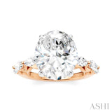 1 Ctw Oval Shape Marquise and Round Cut Diamond Semi-Mount Engagement Ring in 14K Rose and White Gold