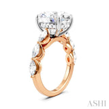 1 Ctw Oval Shape Marquise and Round Cut Diamond Semi-Mount Engagement Ring in 14K Rose and White Gold