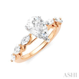 5/8 Ctw Pear Shape Marquise and Round Cut Diamond Semi-Mount Engagement Ring in 14K Rose and White Gold