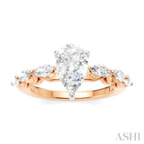 5/8 Ctw Pear Shape Marquise and Round Cut Diamond Semi-Mount Engagement Ring in 14K Rose and White Gold