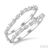 1/2 Ctw Baguette and Round Cut Diamond Link Insert Ring in 14K White Gold