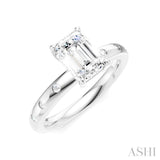 1/6 Ctw Akari Emerald Shape Round Cut Diamond Semi-Mount Engagement Ring in 14K White Gold