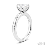 1/6 Ctw Akari Emerald Shape Round Cut Diamond Semi-Mount Engagement Ring in 14K White Gold
