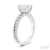 1/20 Ctw Emerald Shape Round Cut Diamond Semi-Mount Engagement Ring in 14K White Gold