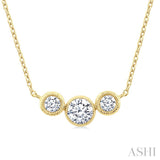 1/2 Ctw Past, Present & Future 3-Stone Bezel Set Round Cut Diamond Necklace in 14K Yellow Gold