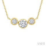1/2 Ctw Past, Present & Future 3-Stone Bezel Set Round Cut Diamond Necklace in 14K Yellow Gold