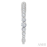 3/4 Ctw Graduated Round Cut Diamond Riviera Hoop Earrings in 14K White Gold