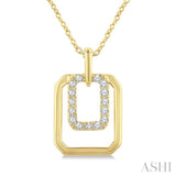 1/10 Ctw Nested Octagonal Frame Round Cut Diamond Fashion Drop Petite Pendant With Chain in 10K Yellow Gold
