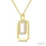 1/10 Ctw Nested Octagonal Frame Round Cut Diamond Fashion Drop Petite Pendant With Chain in 10K Yellow Gold