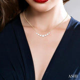 3.5 MM-5 MM Cultured Pearl and 1/6 Ctw Round Cut Diamond Smile Necklace in 10K Yellow Gold