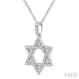1/4 Ctw Star Of David Round Cut Diamond Fashion Pendant With Chain in 14K White Gold