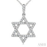 1/4 Ctw Star Of David Round Cut Diamond Fashion Pendant With Chain in 14K White Gold