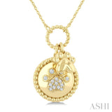 1/8 Ctw Medallion Dog Paw Charm Round Cut Diamond Fashion Pendant With Chain in 10K Yellow Gold